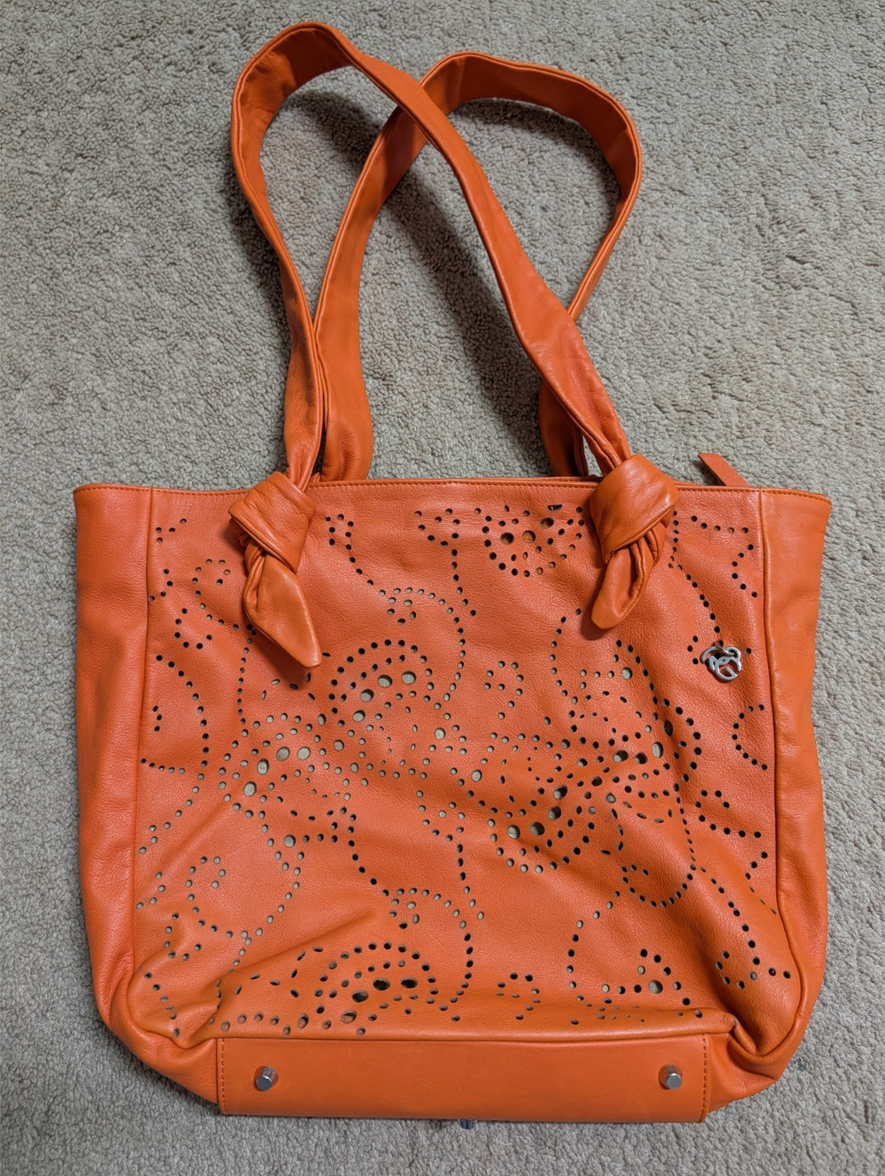 Roberta Gandolfi Hand Bag Purse Italy perforated leather Shoulder orange